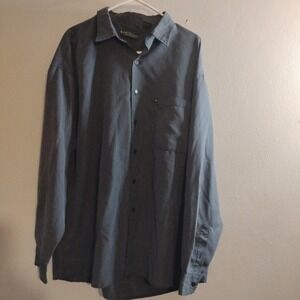 Bert Pulitzer Men's XL Blue Gray Check Cotton Long Sleeve Casual Button-Up Shirt